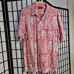 Coral Reef 2X Red Cream Hawaiian Aloha Shirt Vintage Inside Out (AS118)